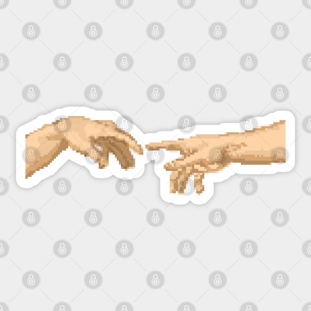 The Creation of Adam Pixel Art 8 Bit Sticker by koolpingu